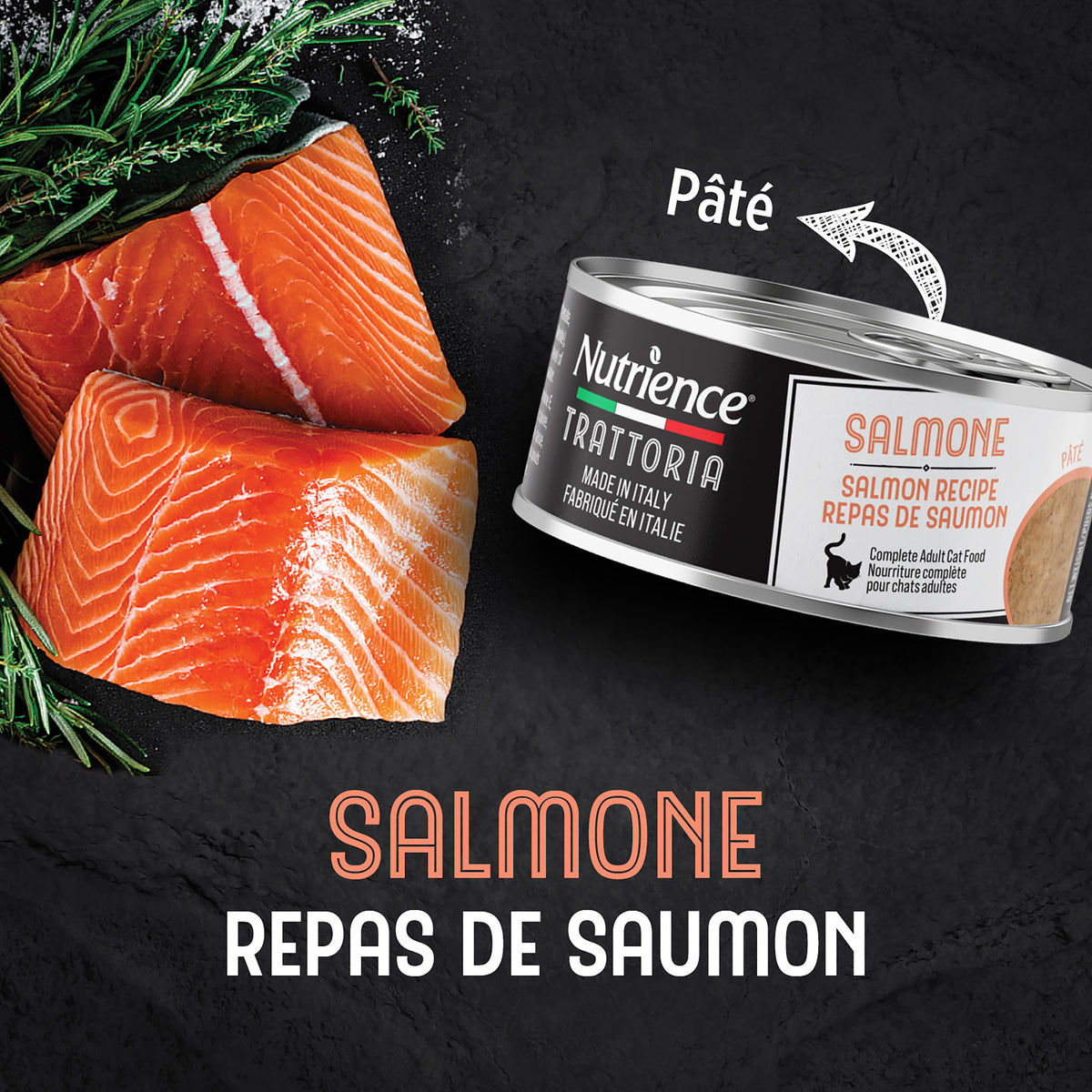 Nourriture Nutrience Trattoria pour chats, Pâté avec saumon, 85 g
