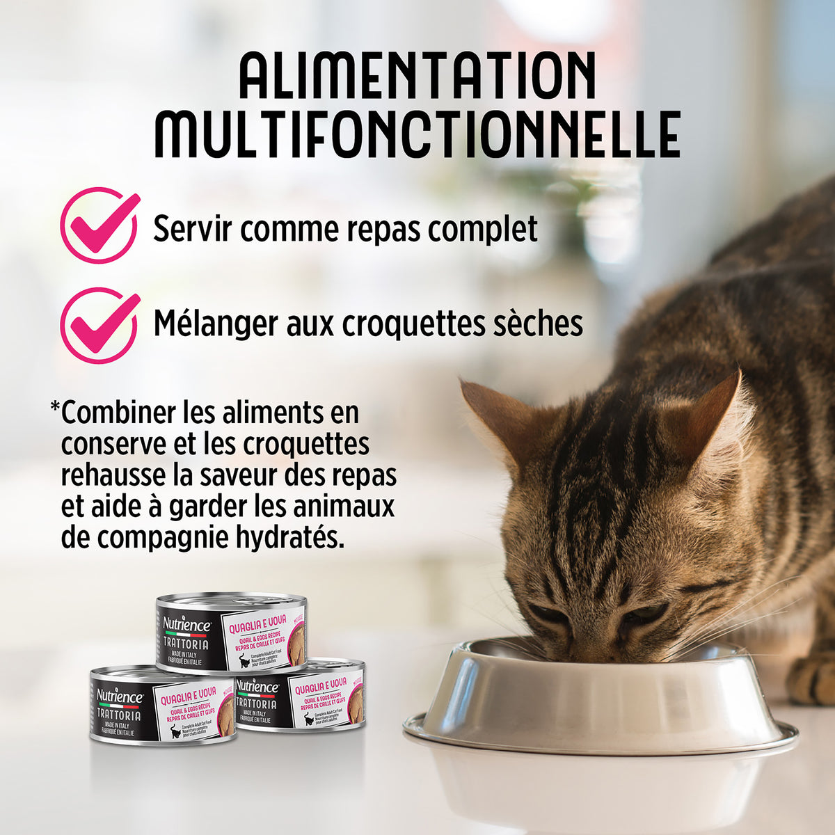 Nourriture Nutrience Trattoria pour chats, Mousse avec caille et œufs, 85 g