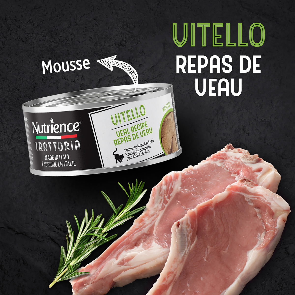 Nourriture Nutrience Trattoria pour chats, Mousse avec veau, 85 g