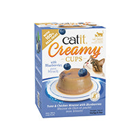 Mousses Catit Creamy Cups, Thon et poulet avec bleuets, 4 x 25 g