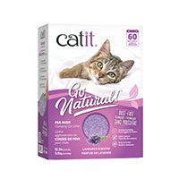 Litière agglomérante Catit Go Natural! à base de cosses de pois, parfum de lavande, boîte de 14 L (2 x 7 L)
