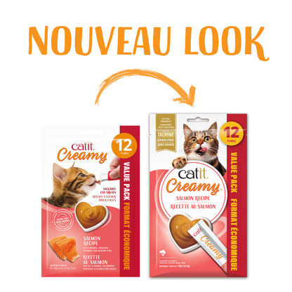 Gâteries crémeuses Catit Creamy à lécher, Saumon, 180 g (6,3 oz), paquet de 12