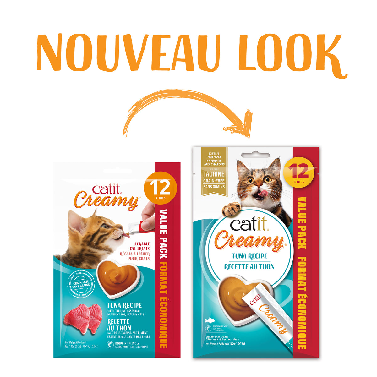 Gâteries crémeuses Catit Creamy à lécher, Thon, 180 g (6,3 oz), paquet de 12