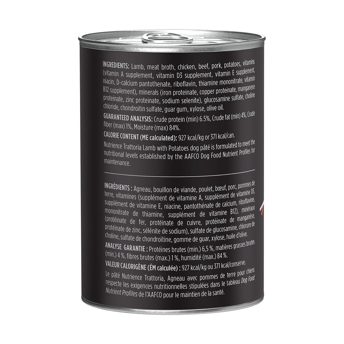 Nourriture Nutrience Trattoria pour chiens, Repas d’agneau et pommes de terre, 400 g