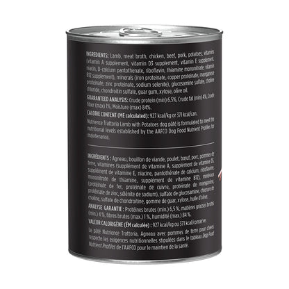 Nourriture Nutrience Trattoria pour chiens, Repas d’agneau et pommes de terre, 400 g