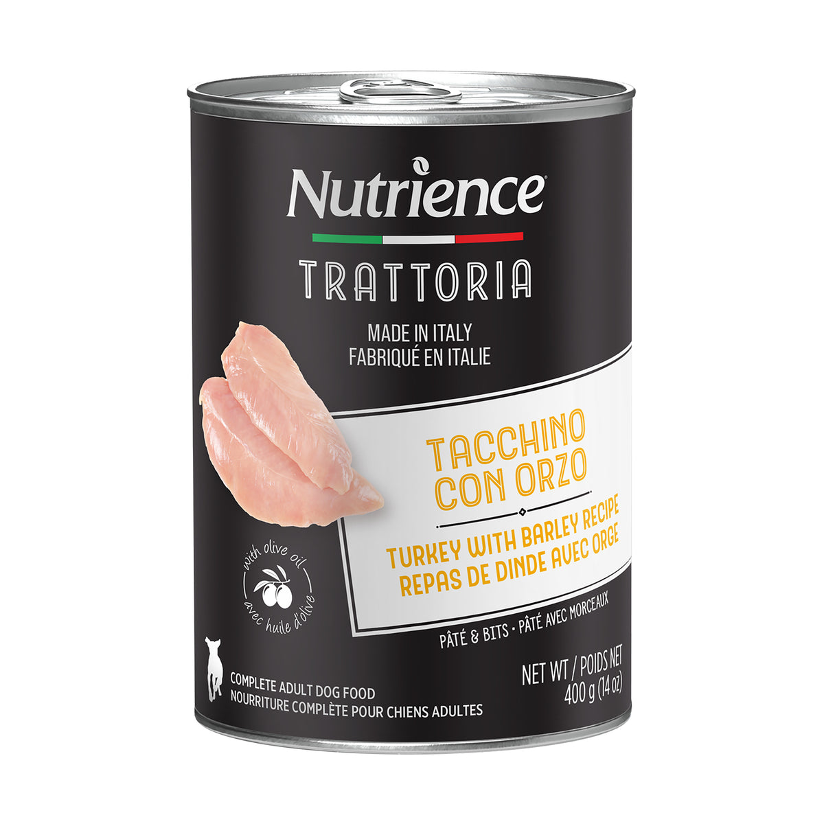Nourriture Nutrience Trattoria pour chiens, Repas de dinde et orge, 400 g
