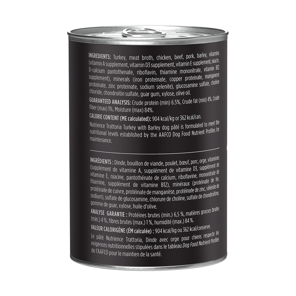 Nourriture Nutrience Trattoria pour chiens, Repas de dinde et orge, 400 g