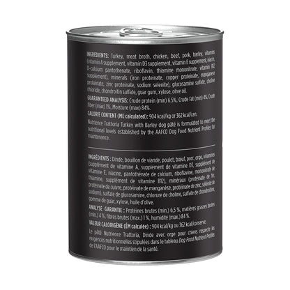 Nourriture Nutrience Trattoria pour chiens, Repas de dinde et orge, 400 g