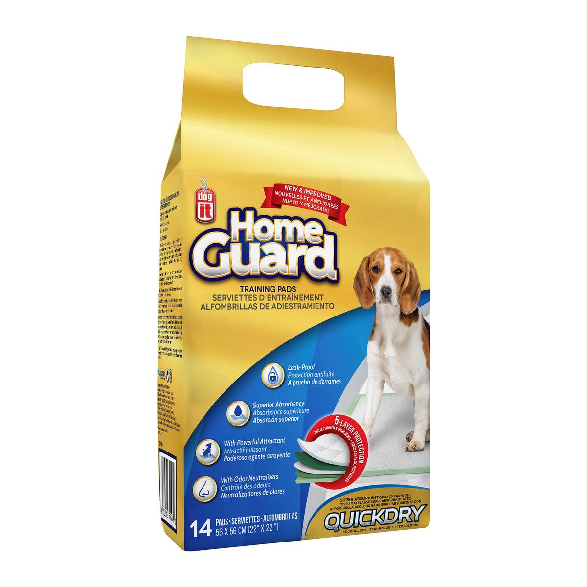 Serviettes d’entraînement Home Guard Dogit pour chiens, moyennes, paquet de 14