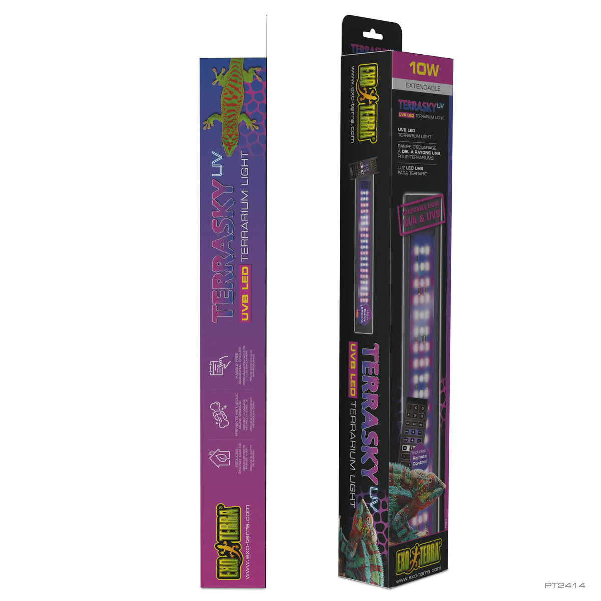 Rampe à DEL TerraSky UV Exo Terra à rayons UVB avec télécommande pour terrariums, 10 W