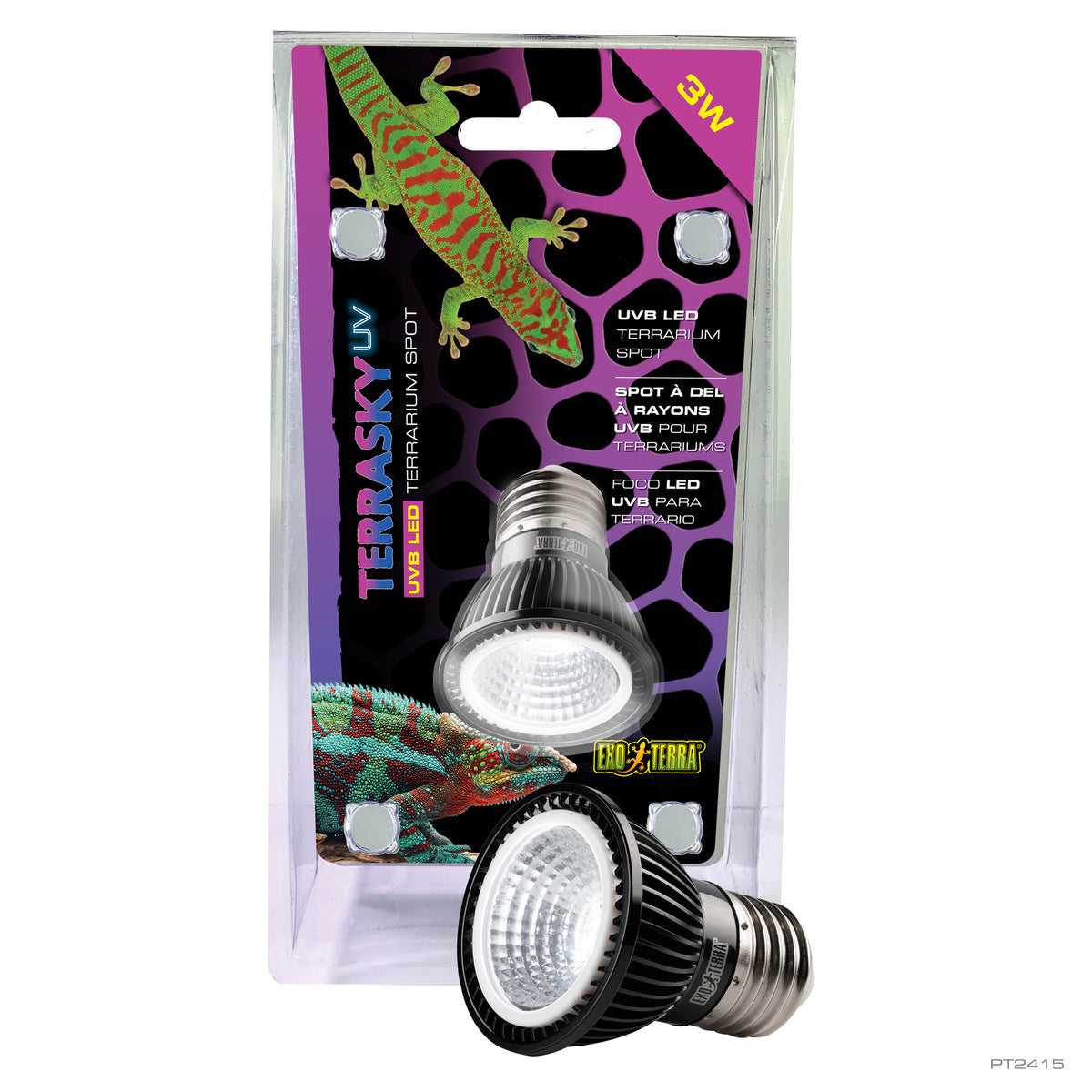 Spot à DEL TerraSky UV Exo Terra à rayons UVB pour terrariums, 3 W