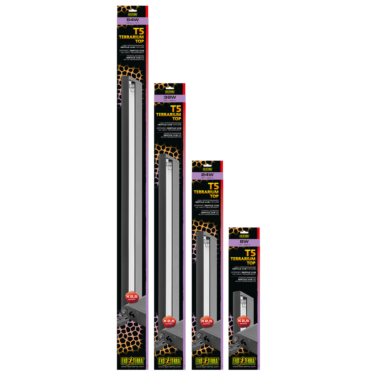 Couvercle d’éclairage T5 Reptile UVB Exo Terra à rendement très élevé, 24 W, 60 cm (24 po)