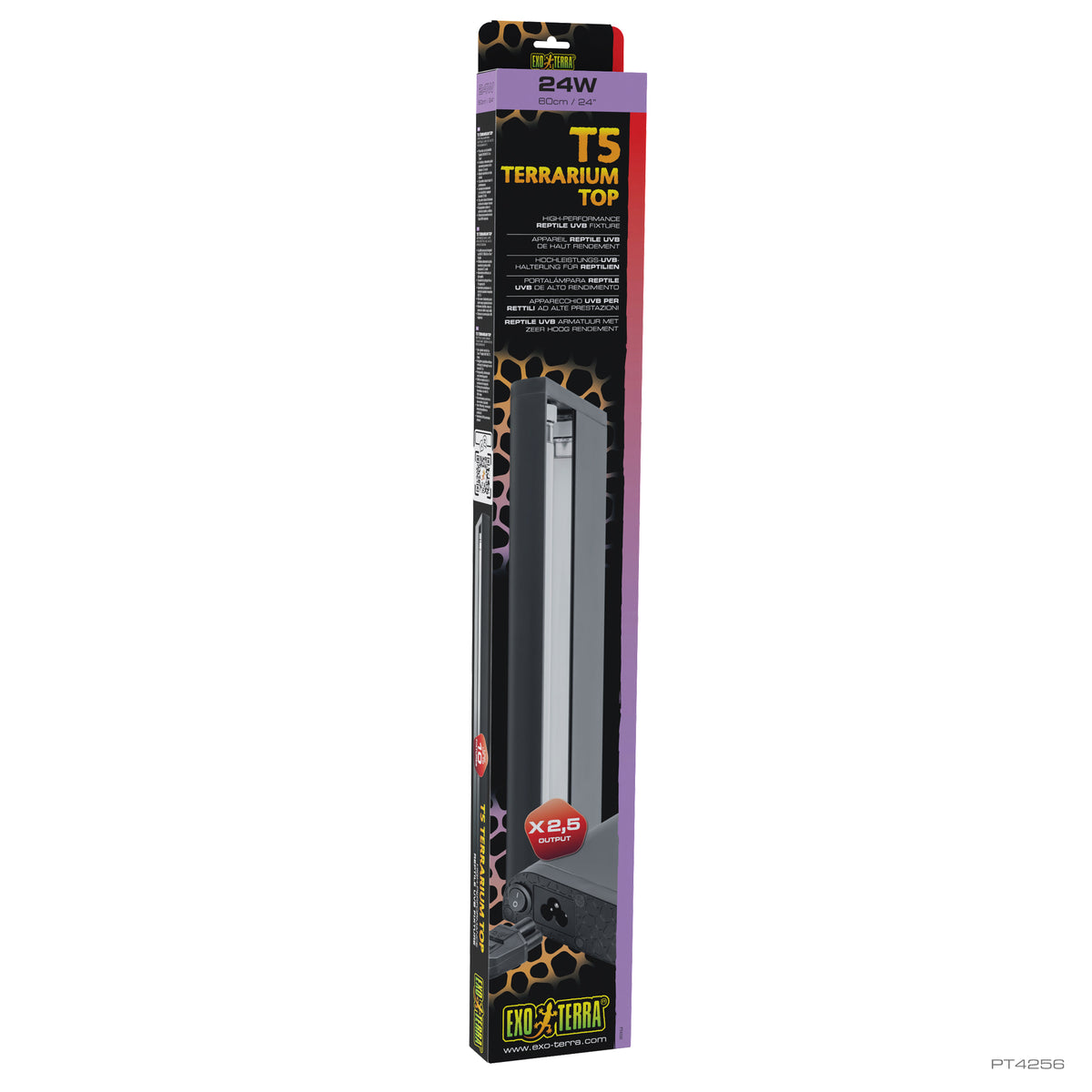 Couvercle d’éclairage T5 Reptile UVB Exo Terra à rendement très élevé, 24 W, 60 cm (24 po)