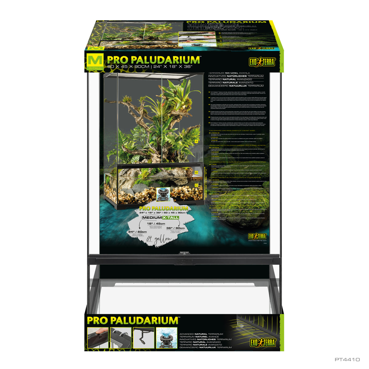 Paludarium professionnel Exo Terra, habitat avancé naturel, moyen/très haut, 60 x 45 x 90 cm