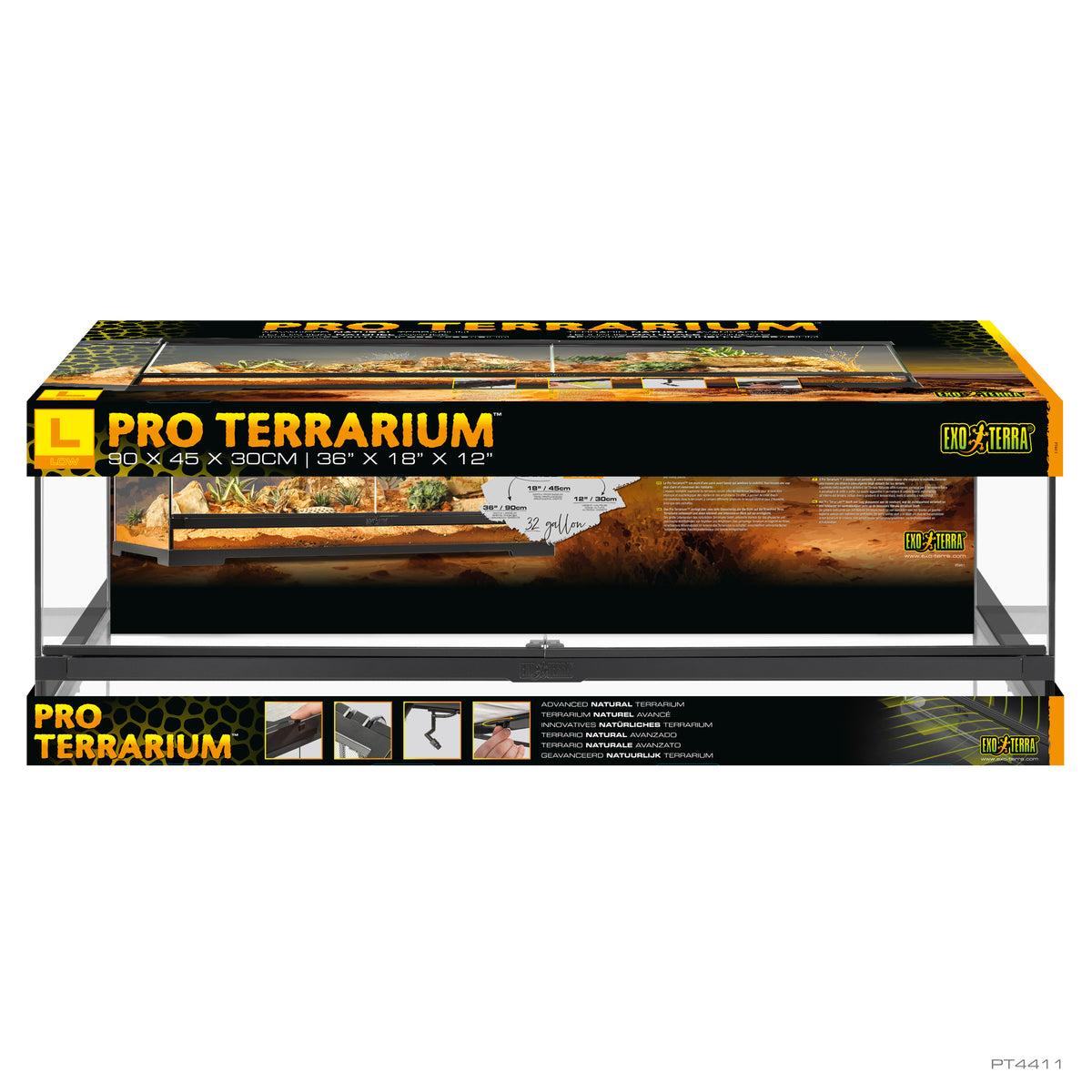 Terrarium professionnel Exo Terra, habitat avancé naturel, grand/bas, 90 x 45 x 30 cm