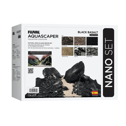 Trousse décorative Aquascaper Fluval de pierres et de sables, Black Basalt, Nano, 11 kg (24 lb)