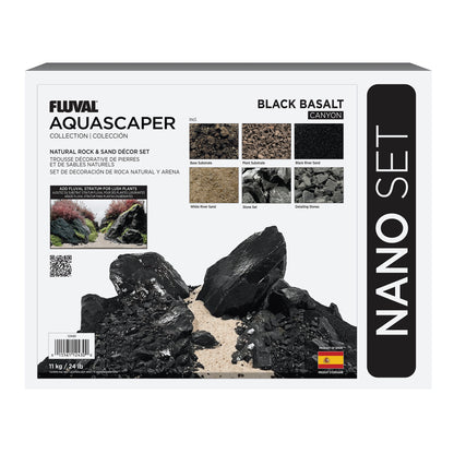 Trousse décorative Aquascaper Fluval de pierres et de sables, Black Basalt, Nano, 11 kg (24 lb)