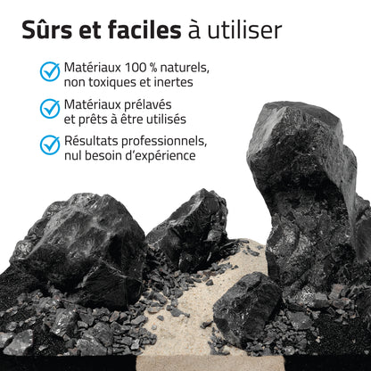 Trousse décorative Aquascaper Fluval de pierres et de sables, Black Basalt, Nano, 11 kg (24 lb)