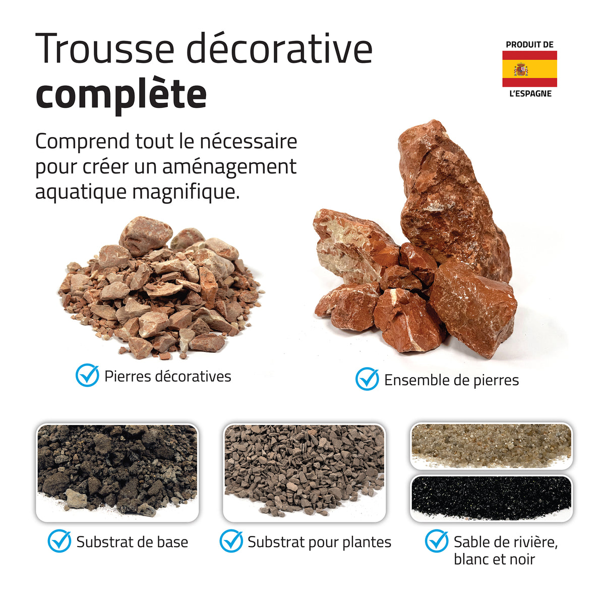 Trousse décorative Aquascaper Fluval de pierres et de sables, Red Rock, Nano, 11 kg (24 lb)