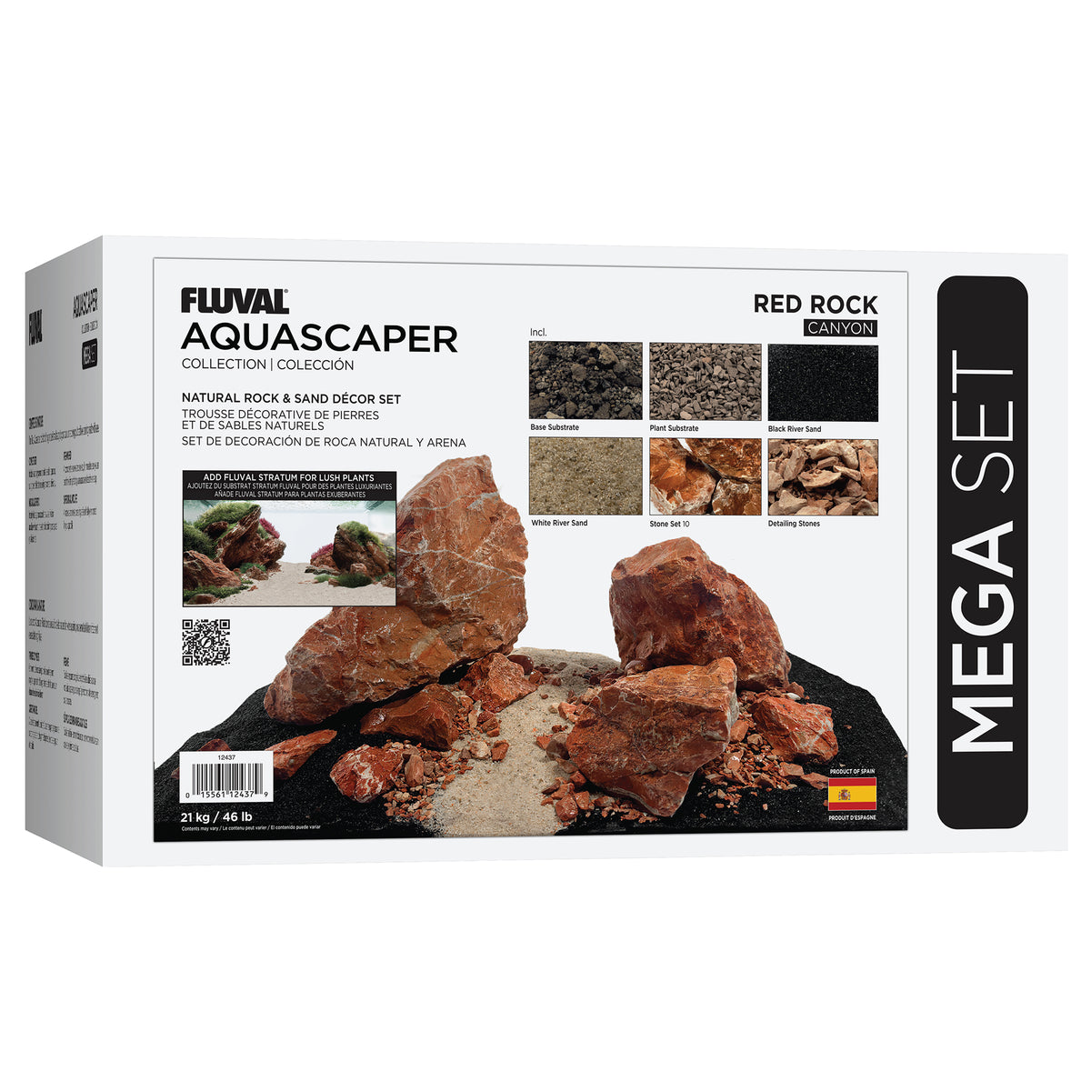 Trousse décorative Aquascaper Fluval de pierres et de sables, Red Rock, Méga, 21 kg (46 lb)