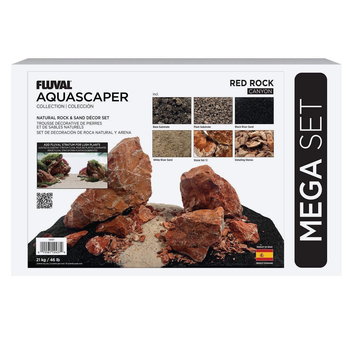 Trousse décorative Aquascaper Fluval de pierres et de sables, Red Rock, Méga, 21 kg (46 lb)