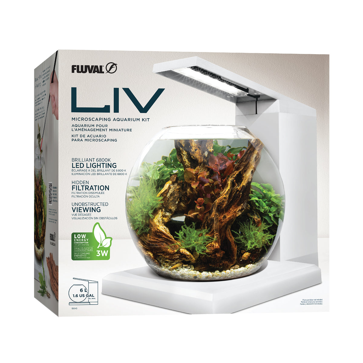 Aquarium équipé LIV Fluval pour l’aménagement miniature, blanc