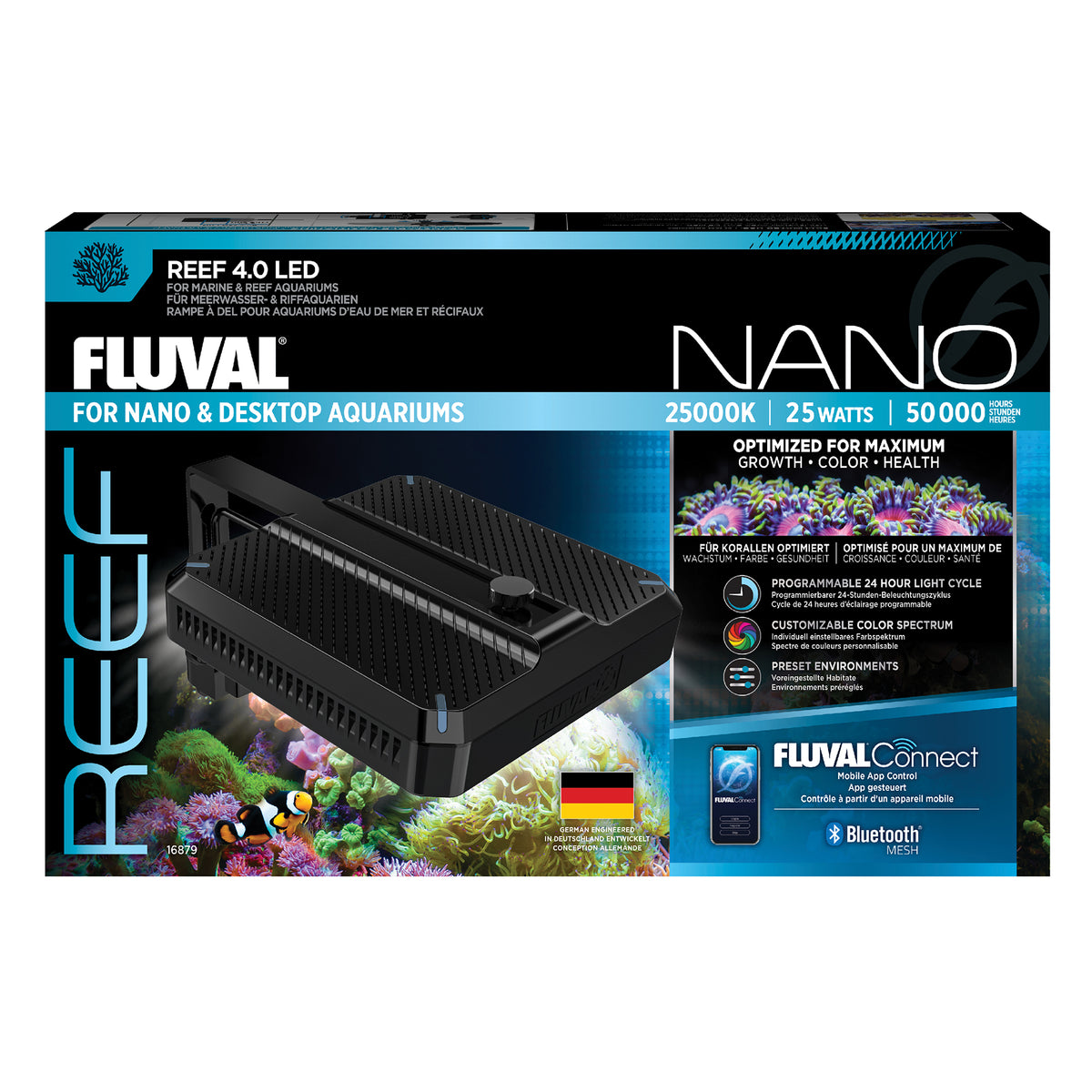 Lampe à DEL Reef 4.0 Nano Fluval, 25 W, 14,7 x 14,7 cm (5,7 x 5,7 po)