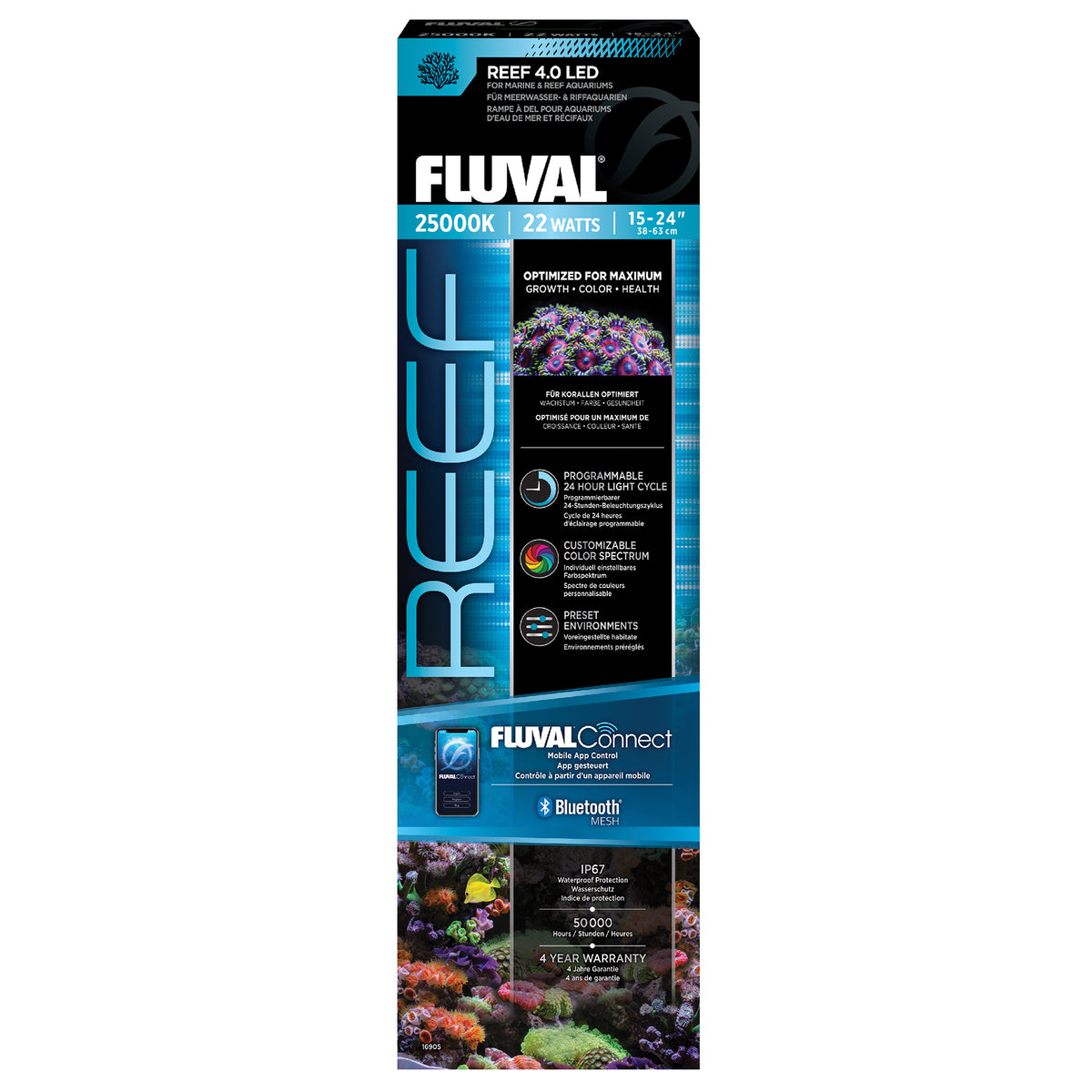 Rampe d’éclairage à DEL Reef 4.0 Fluval, 22 W, 3863 cm (1524 po)