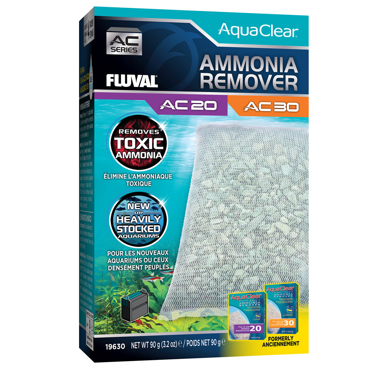 Éliminateur d’ammoniaque pour filtre à moteur AC20/AC30 Fluval, 90 g (3,2 oz)