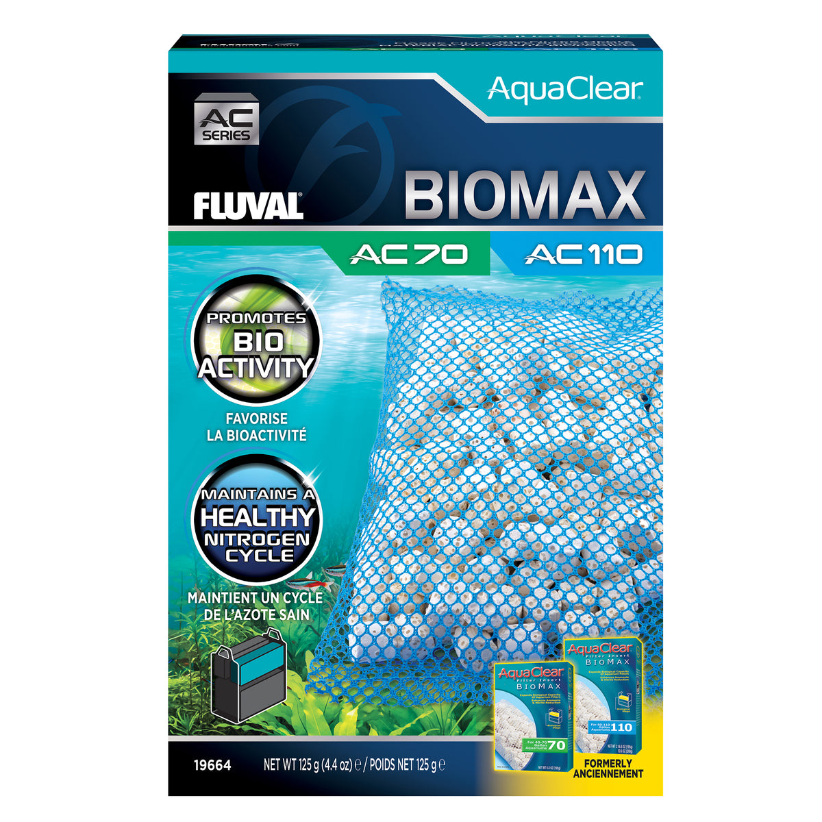 Masse filtrante BIOMAX pour filtre à moteur AC70/AC110 Fluval, 125 g (4,4 oz)