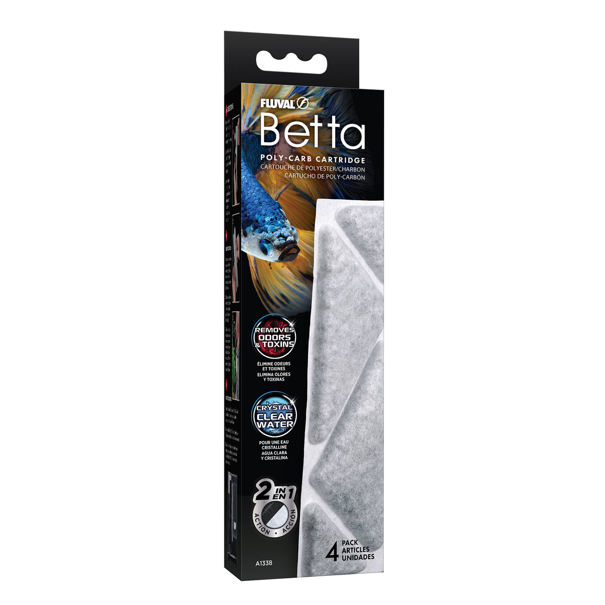 Cartouches filtrantes de charbon pour aquarium Fluval Betta de 20 L, 35 g, paquet de 4
