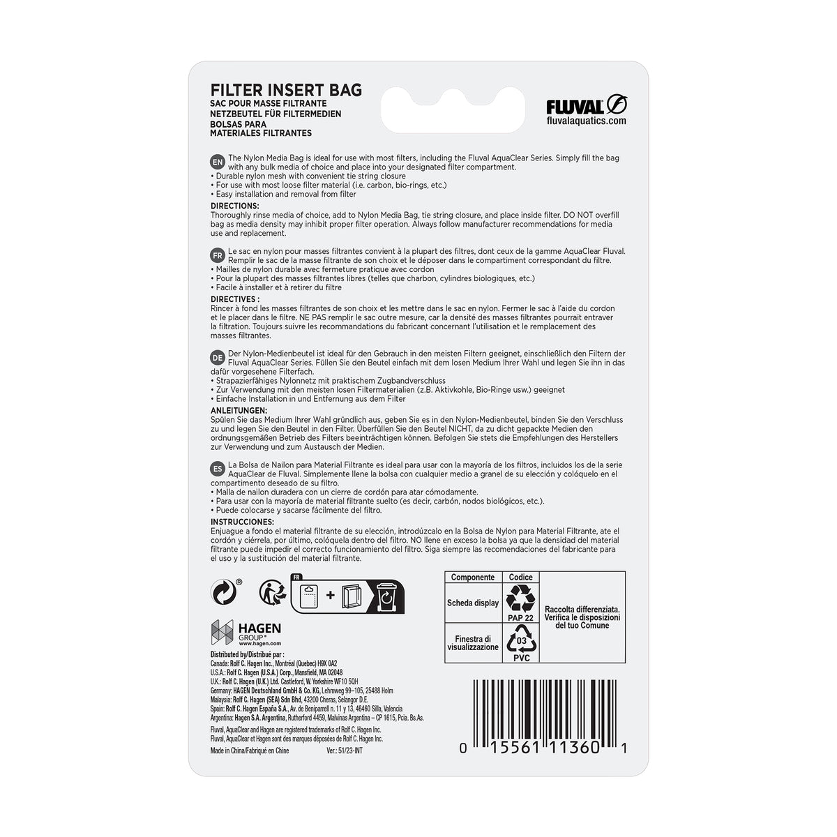 Sacs pour masse filtrante AquaClear 20/Mini, paquet de 2