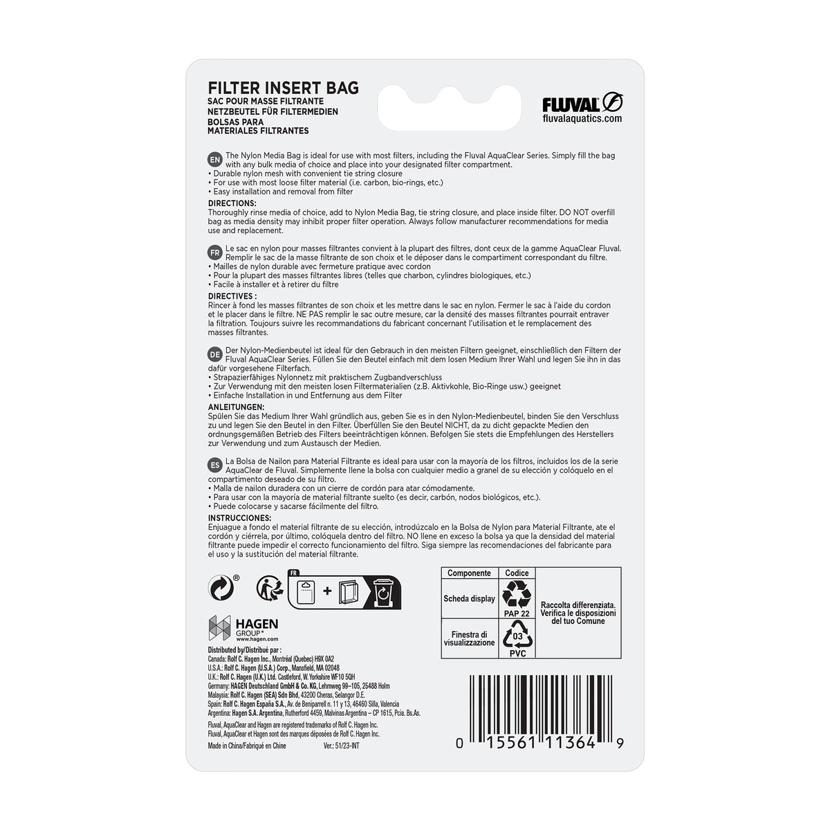 Sacs pour masse filtrante AquaClear 50/200, paquet de 2