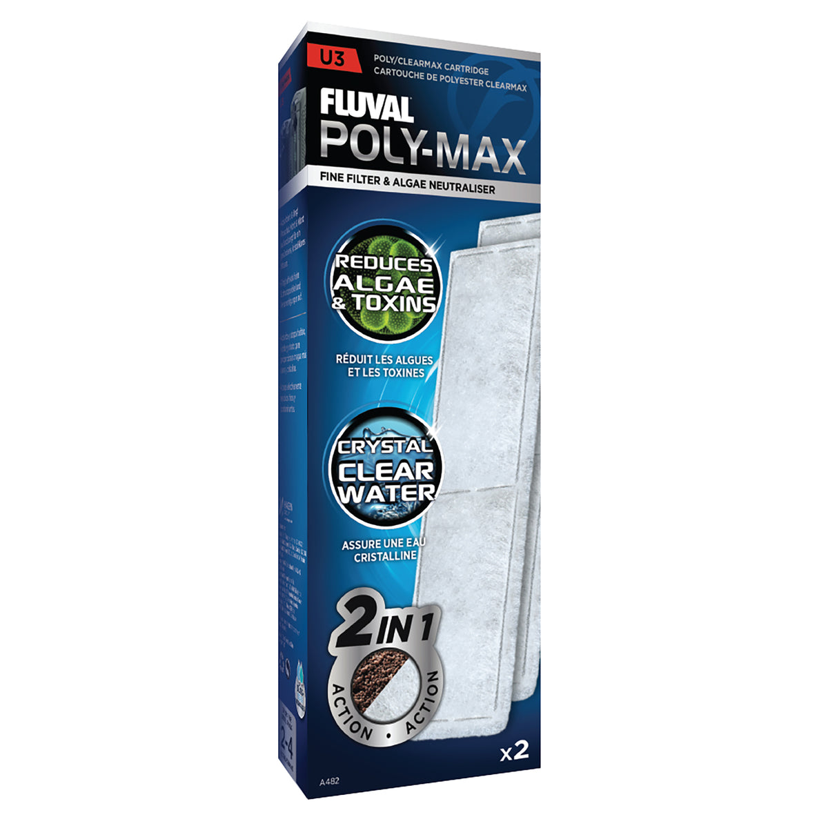 Cartouches polyester/Clearmax pour filtre submersible Fluval U3, paquet de 2