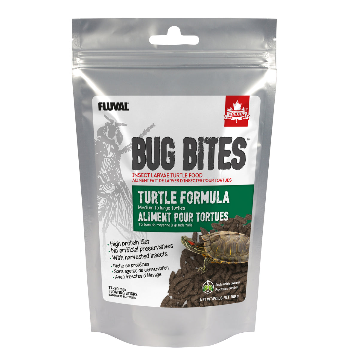 Bâtonnets Bug Bites Fluval pour tortues de moyenne à grande taille, 100 g (3,5 oz)