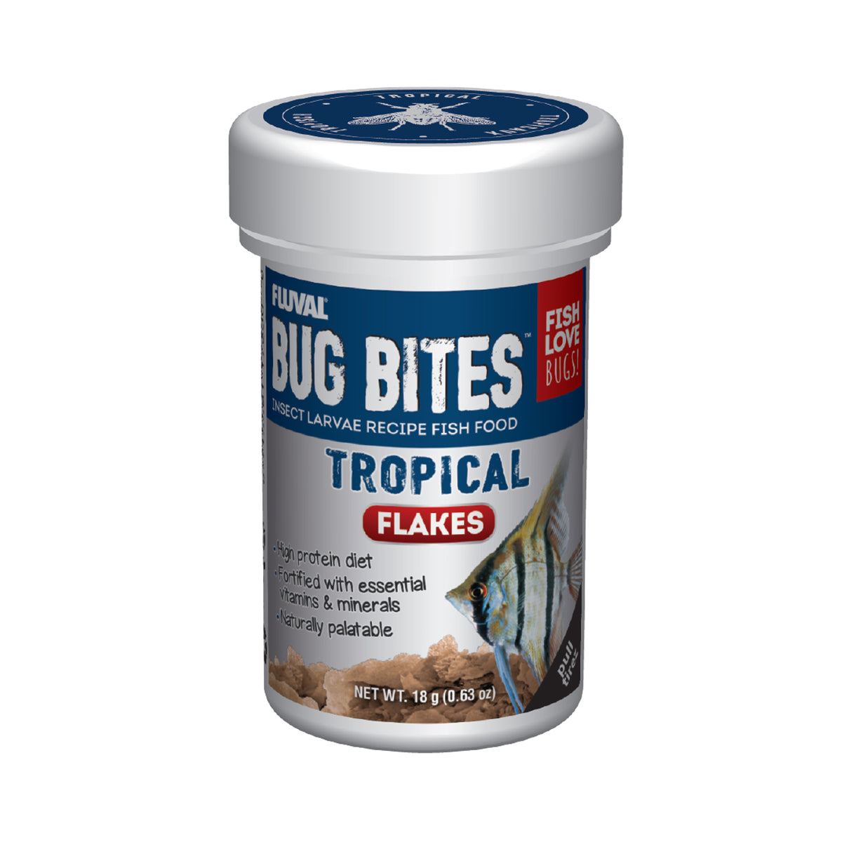 Flocons Bug Bites Fluval pour poissons tropicaux, 18 g (0,6 oz)