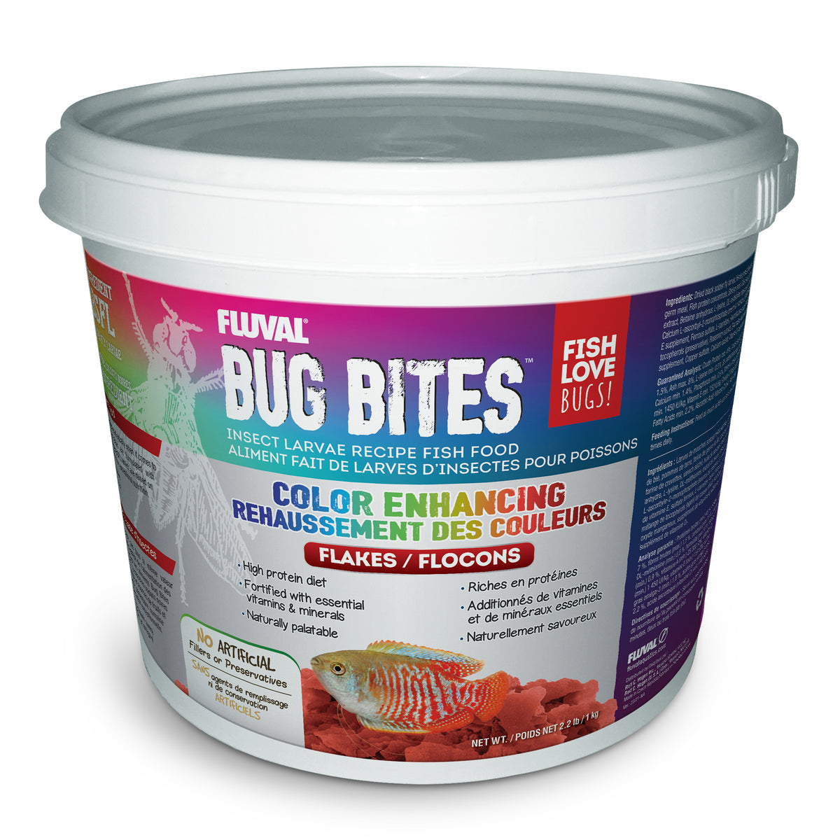 Flocons Bug Bites Fluval pour le rehaussement des couleurs, 1 kg (2,2 lb)