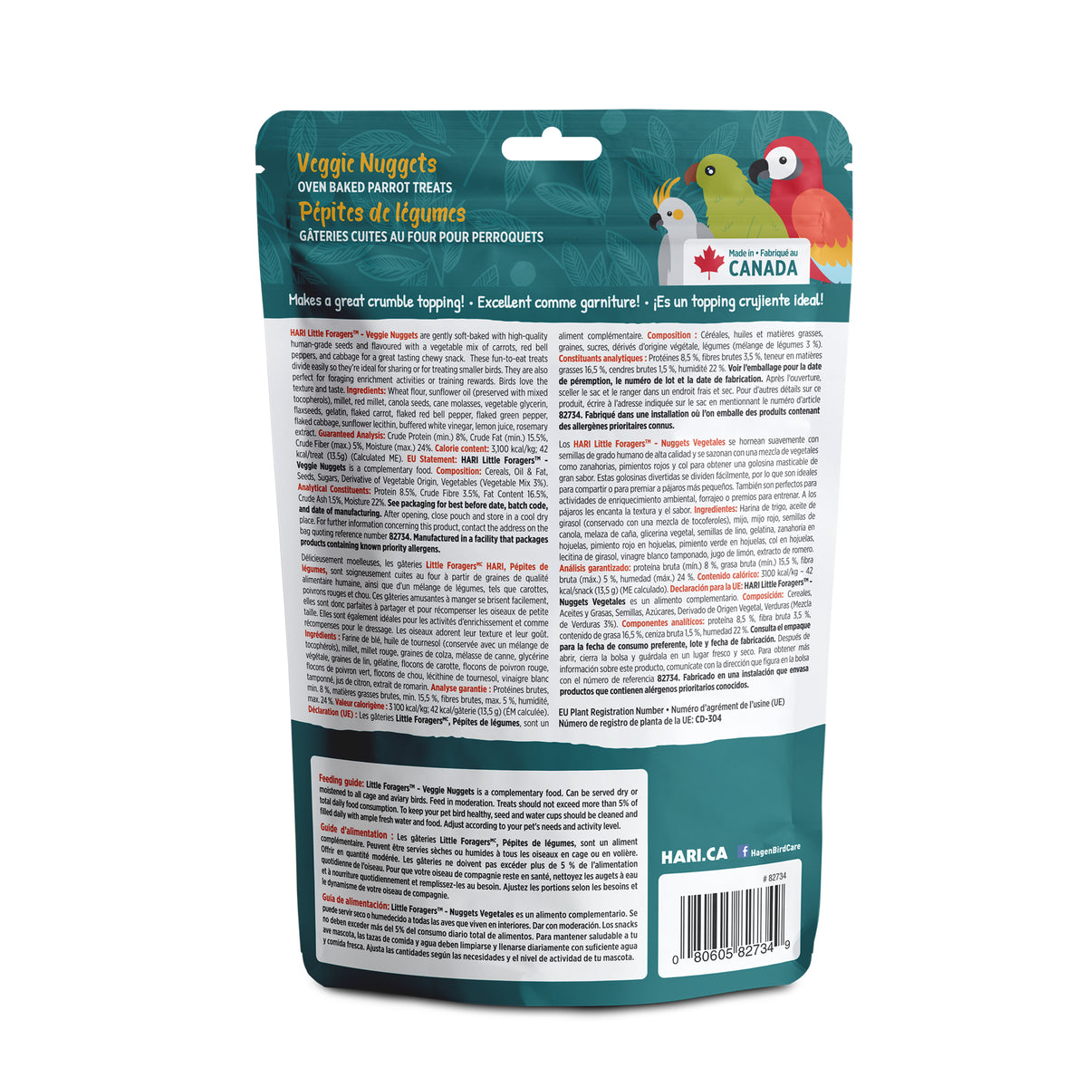 Gâteries Little Foragers Hari pour perroquets, Pépites de légumes, 525 g