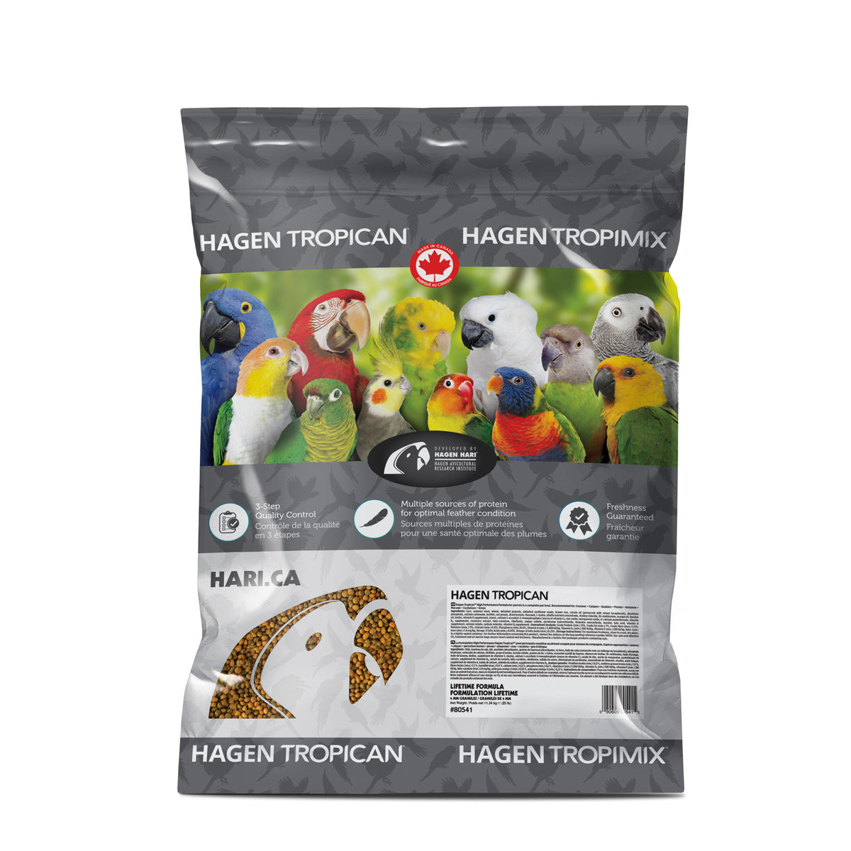 Nourriture Lifetime Tropican pour perroquets, granulés de 4 mm, 11,34 kg (25 lb)