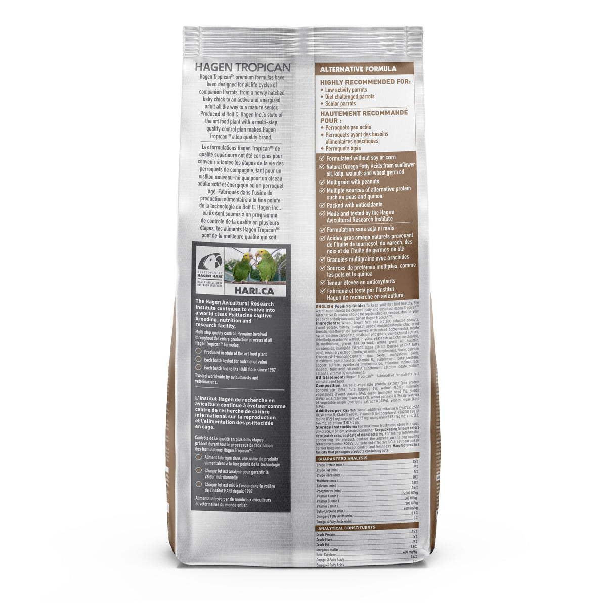 Nourriture Alternative Tropican pour perroquets, granulés de 4 mm, 1,8 kg (4 lb)