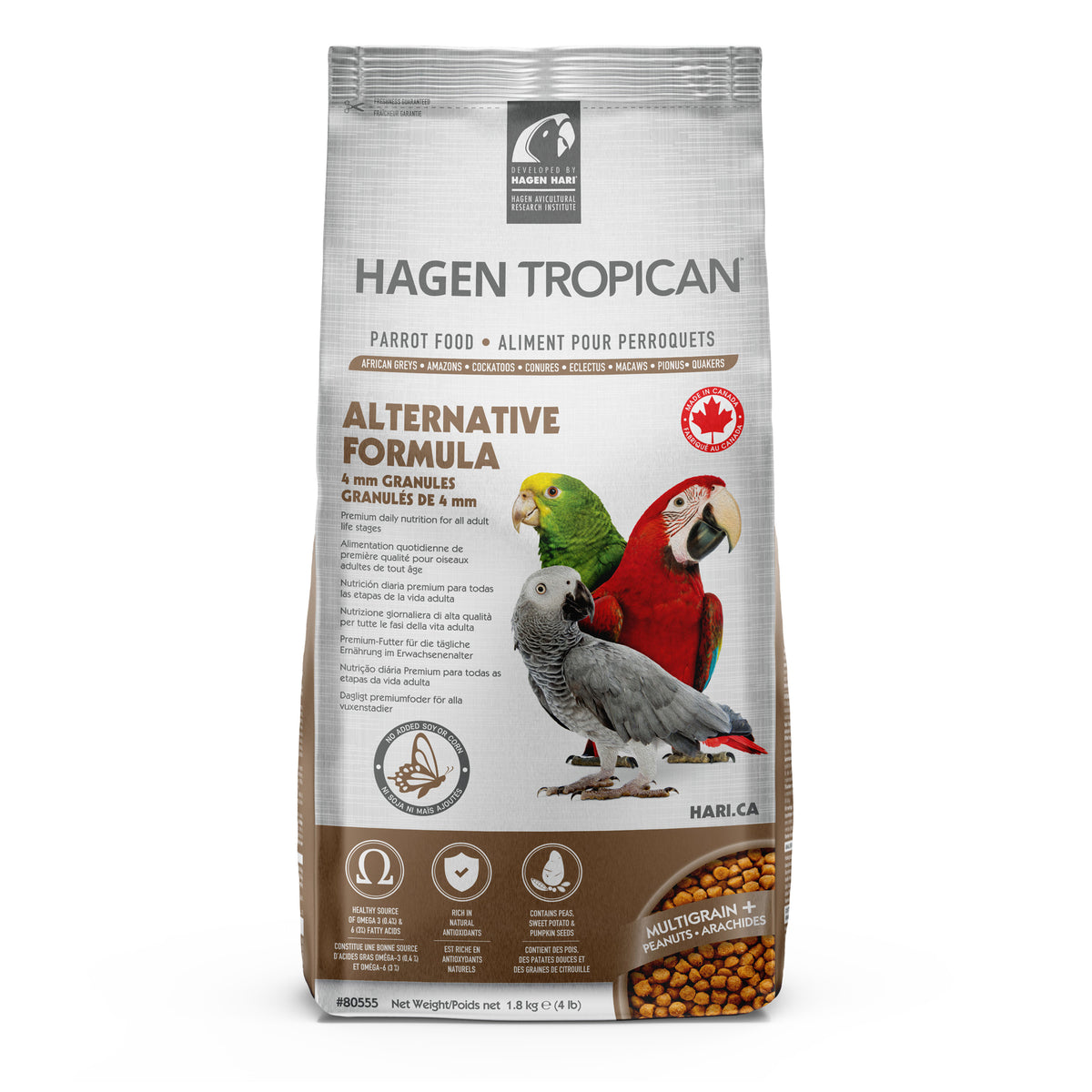 Nourriture Alternative Tropican pour perroquets, granulés de 4 mm, 1,8 kg (4 lb)