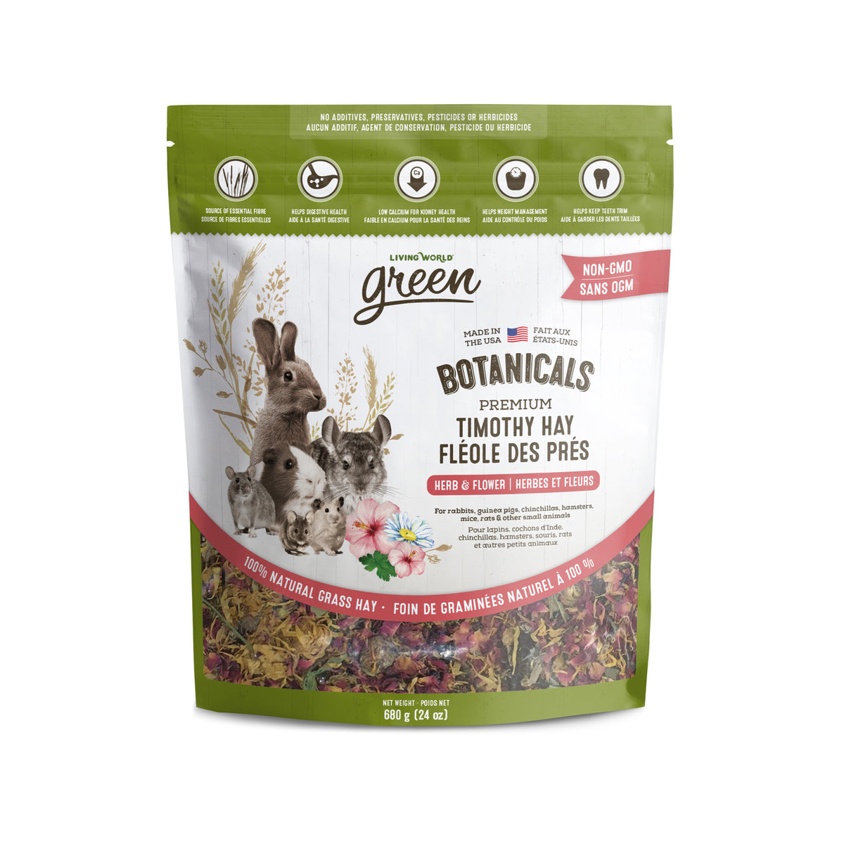 Fléole des prés Botanicals Living World Green de qualité supérieure, Herbes et fleurs, 680 g