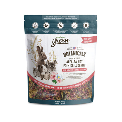 Foin de luzerne Botanicals Living World Green de qualité supérieure, Herbes et fleurs, 340 g
