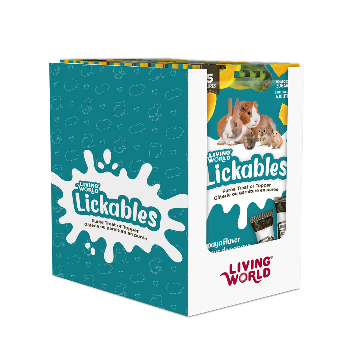 Gâteries Lickables Living World pour petits animaux, saveur de papaye, 5 tubes (10 g)
