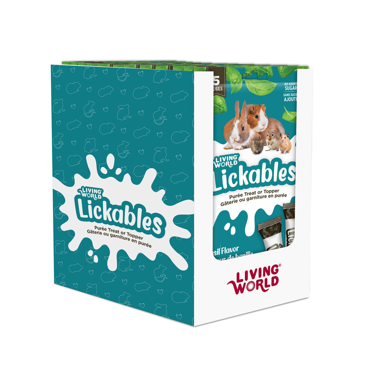 Gâteries Lickables Living World pour petits animaux, saveur de basilic, 5 tubes (10 g)