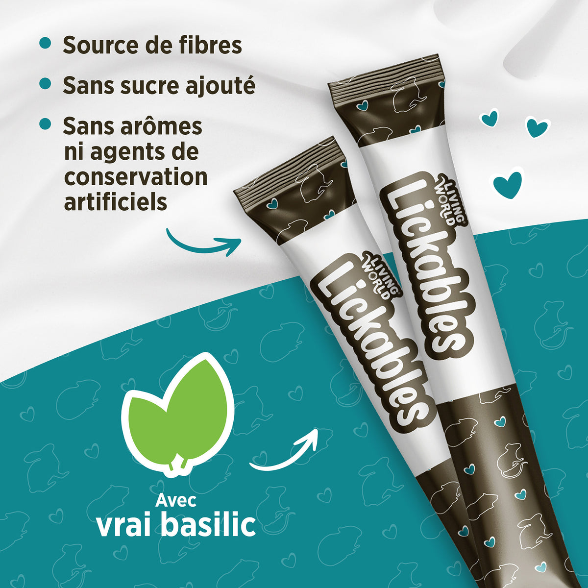 Gâteries Lickables Living World pour petits animaux, saveur de basilic, 5 tubes (10 g)