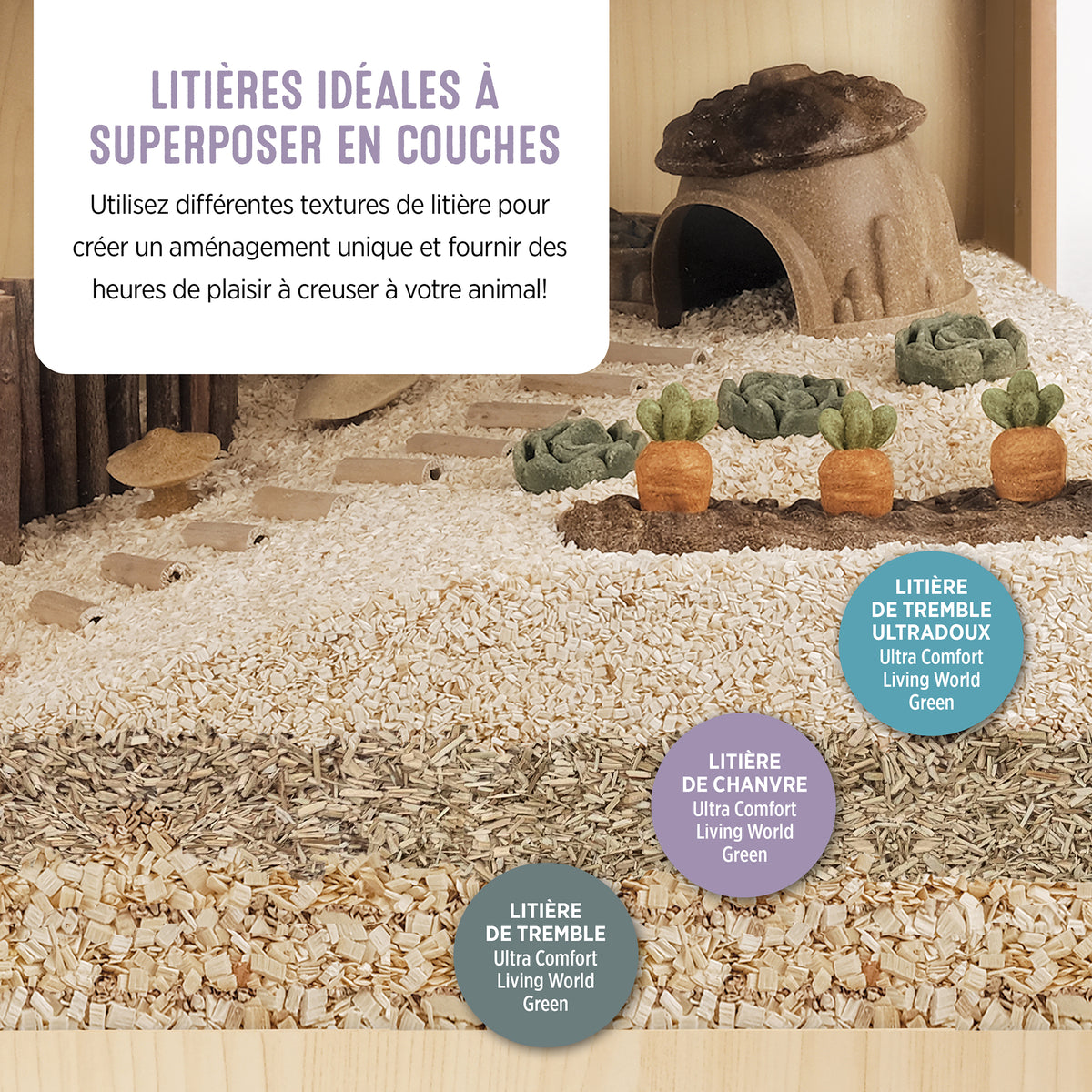 Litière de chanvre Living World Green Ultra Comfort de première qualité, 10 L