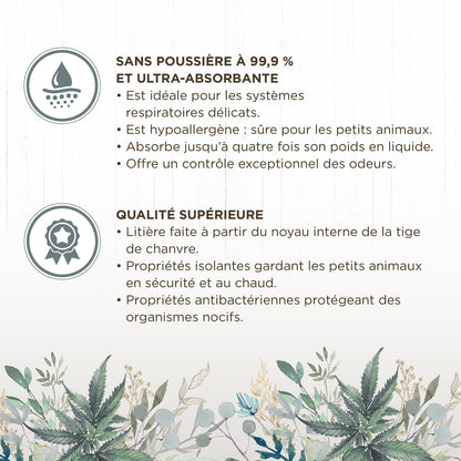 Litière de chanvre Living World Green Ultra Comfort de première qualité, 50 L