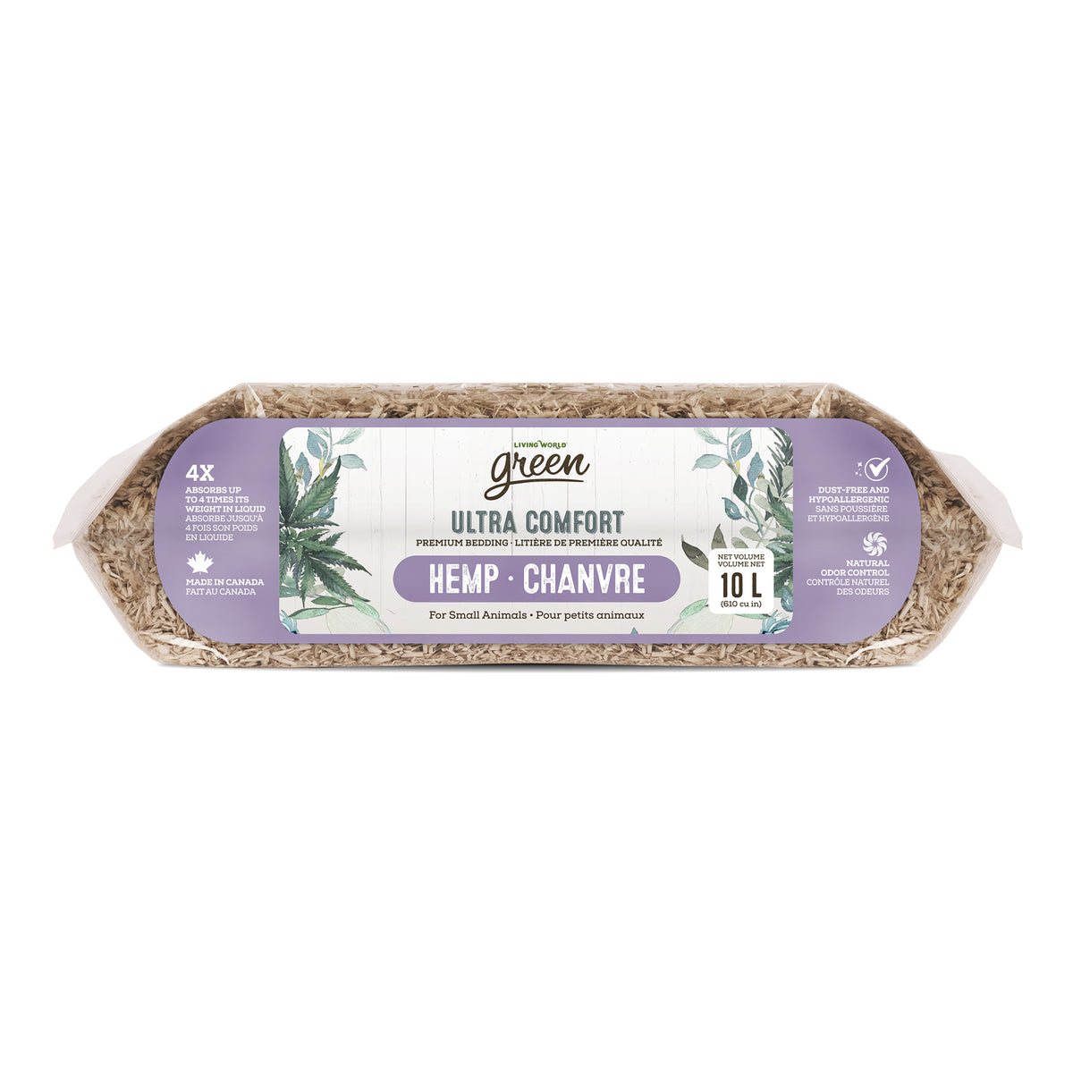 Litière de chanvre Living World Green Ultra Comfort de première qualité, 10 L