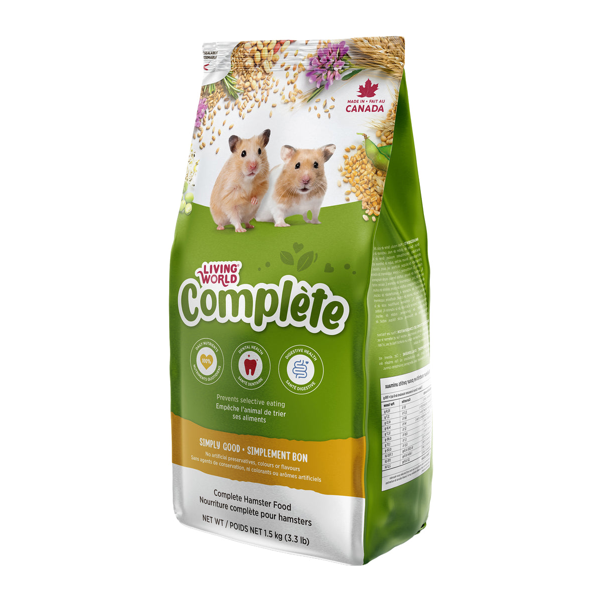 Aliment Extrusion Living World pour hamsters, 1,5 kg (3,3 lb)